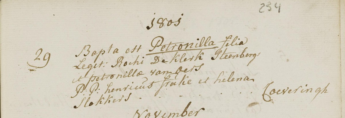 Klik voor foto in apart venster de_klerck_petronilla_29-10-1801_doopakte.jpg