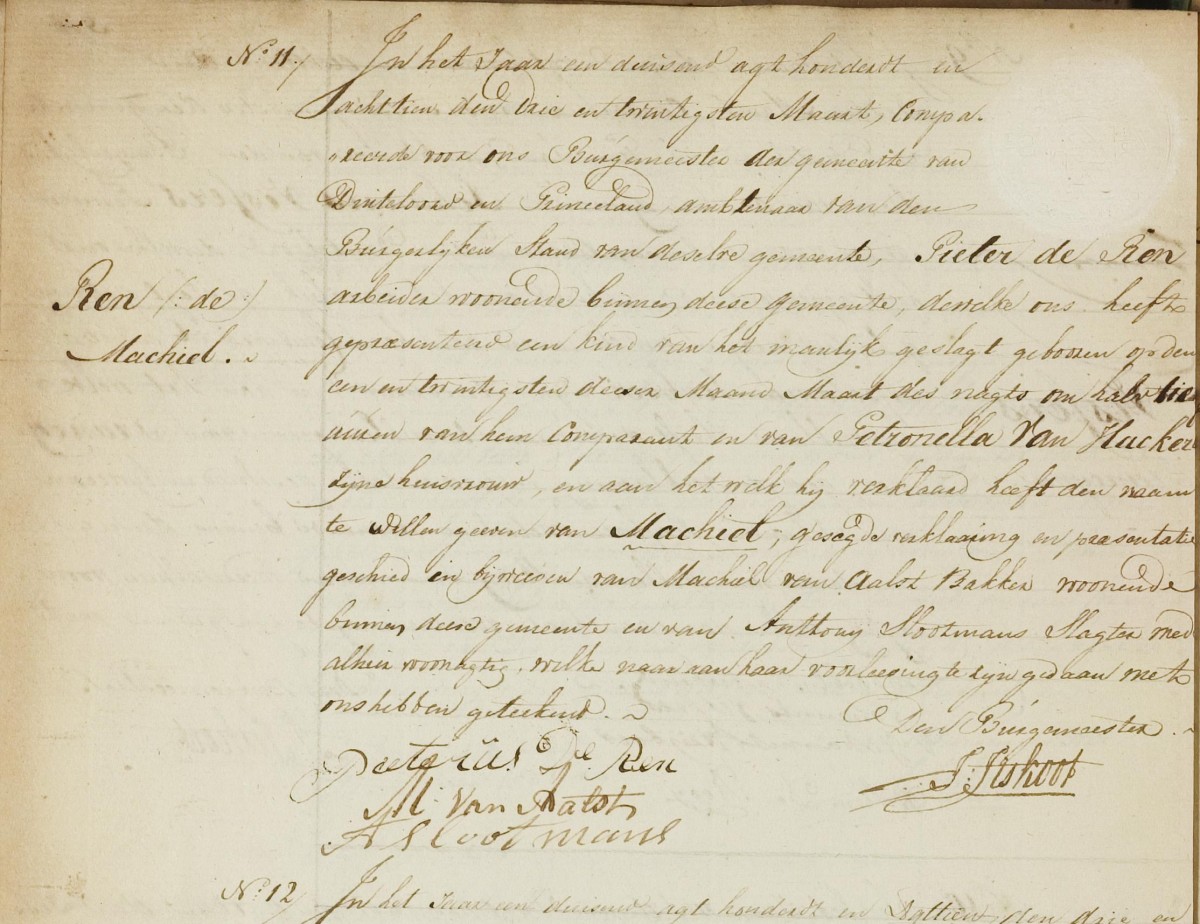 Klik voor foto in apart venster de_ren_machiel_21-03-1818_geboorteakte.jpg