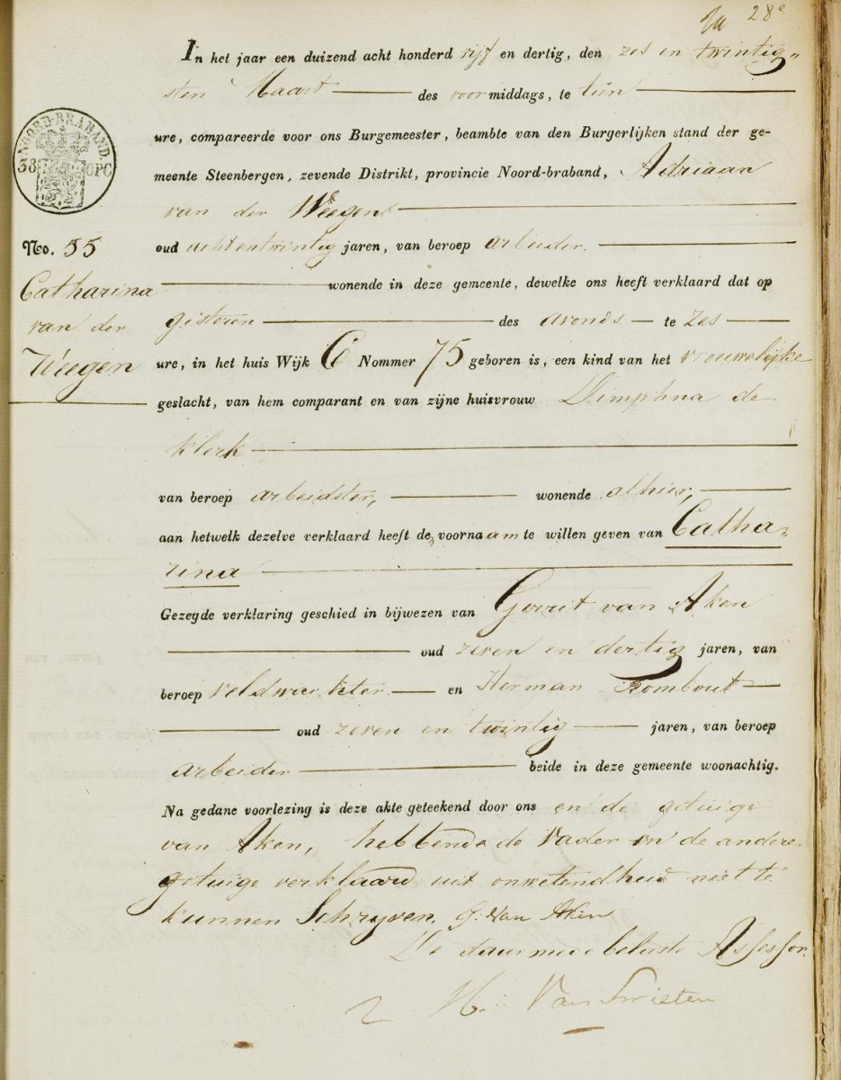 Klik voor foto in apart venster van_der_wegen_catharina_25-03-1835_geboorteakte.jpg