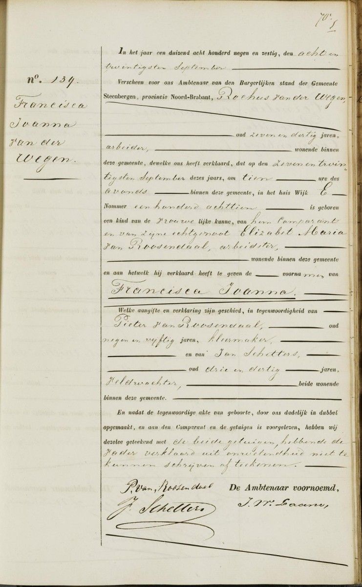 Klik voor foto in apart venster van_der_wegen_francisca_27-09-1869_geboorteakte.jpg