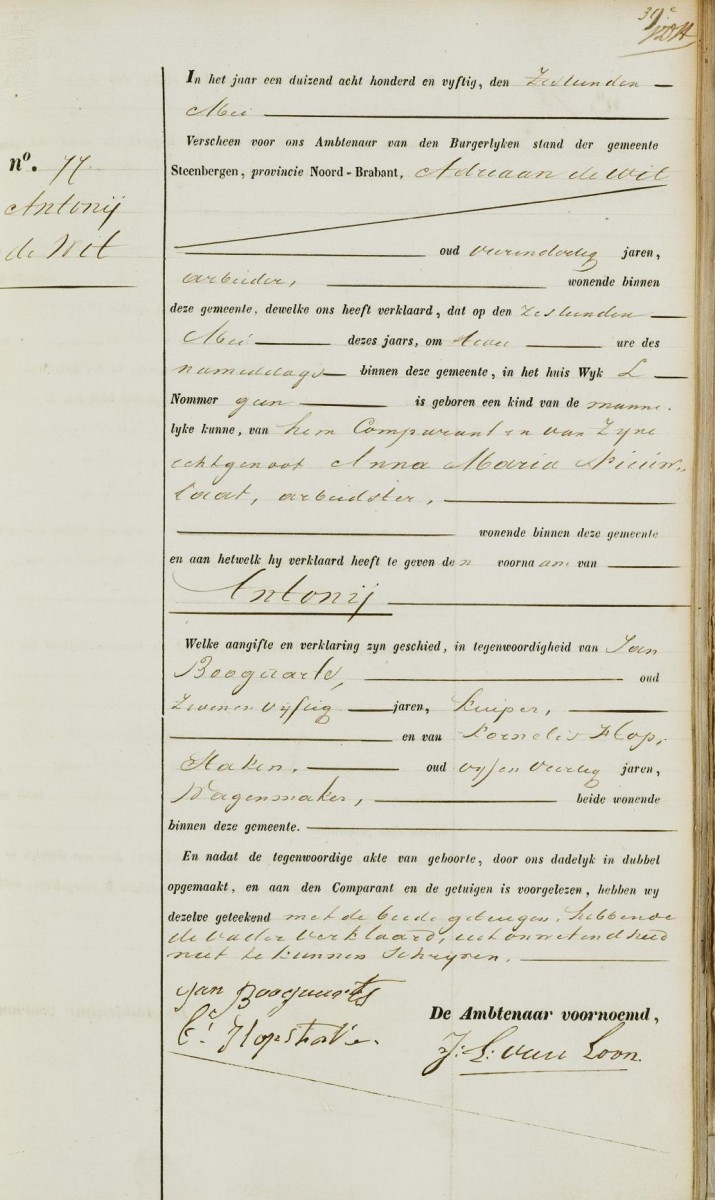 Klik voor foto in apart venster de_wit_antonij_16-05-1850_geboorteakte.jpg