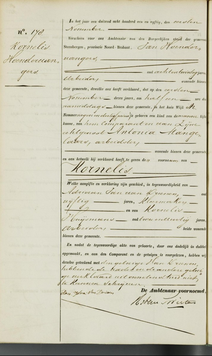 Klik voor foto in apart venster hoendervangers_kornelis_01-11-1851_geboorteakte.jpg