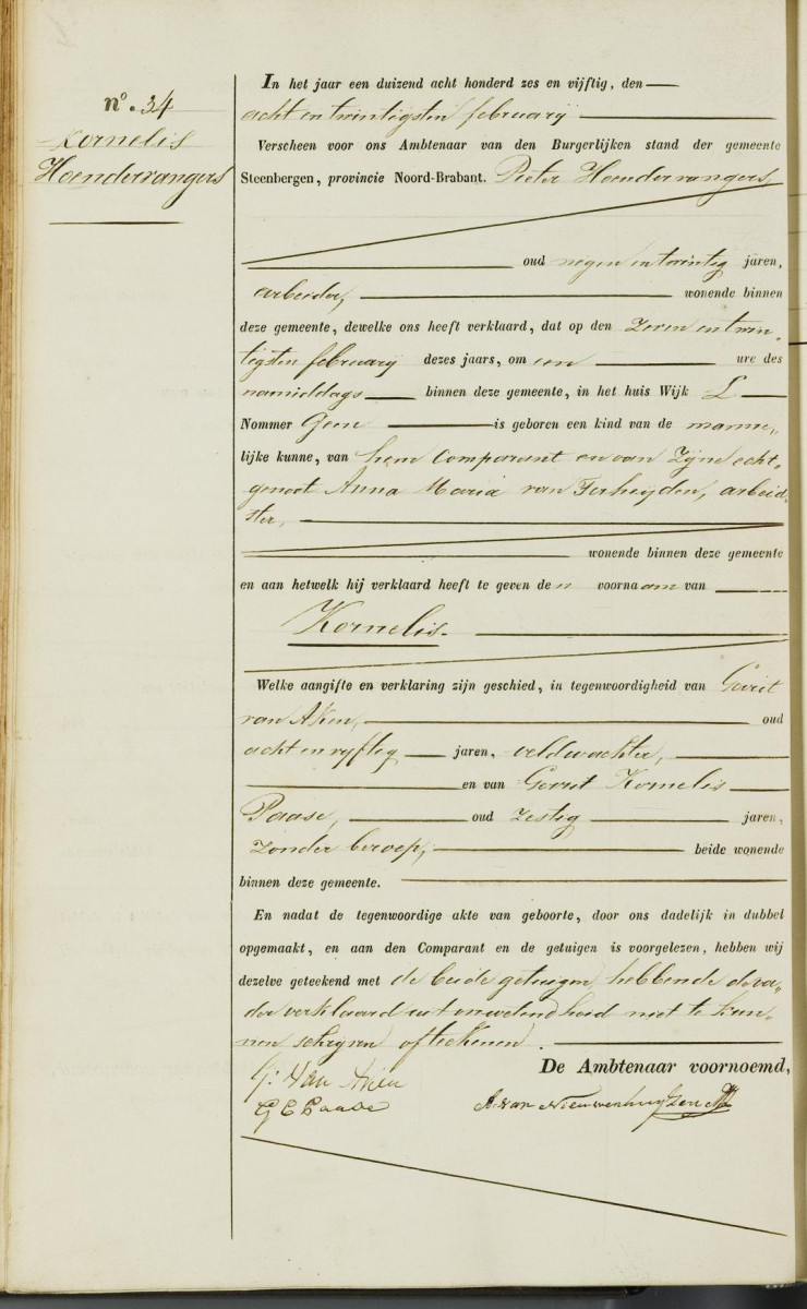 Klik voor foto in apart venster hoendervangers_kornelis_27-02-1856_geboorteakte.jpg