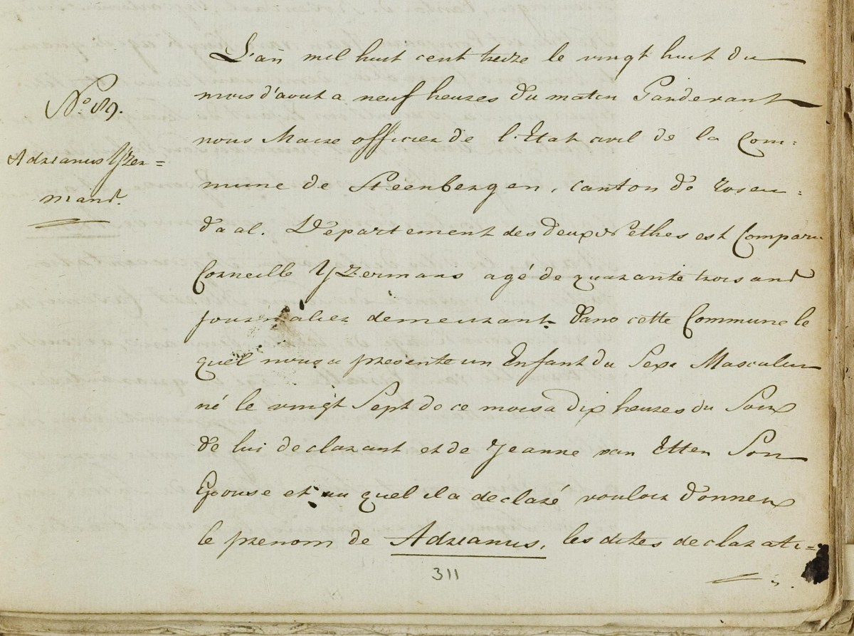 Klik voor foto in apart venster ijzermans_adrianus_27-08-1813_geboorteakte.jpg
