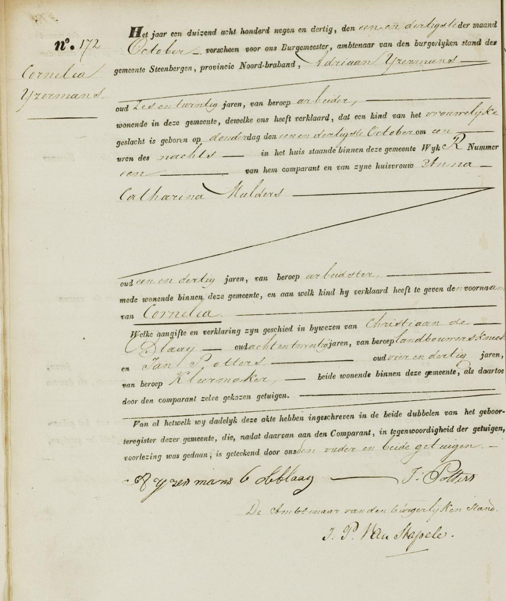Klik voor foto in apart venster ijzermans_cornelia_31-10-1839_geboorteakte.jpg