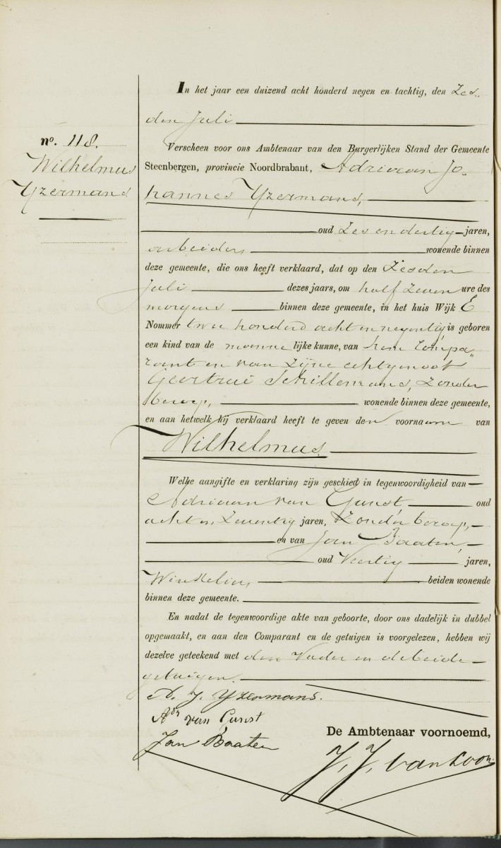 Klik voor foto in apart venster ijzermans_wilhelmus_06-07-1889_geboorteakte.jpg