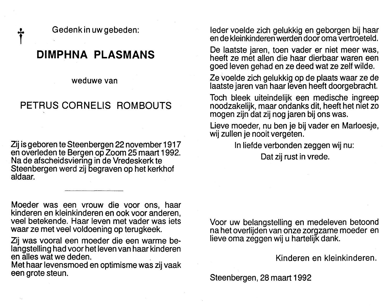 Klik voor foto in apart venster plasmans_dimphna_22-11-1917_rouwkaartje.jpg