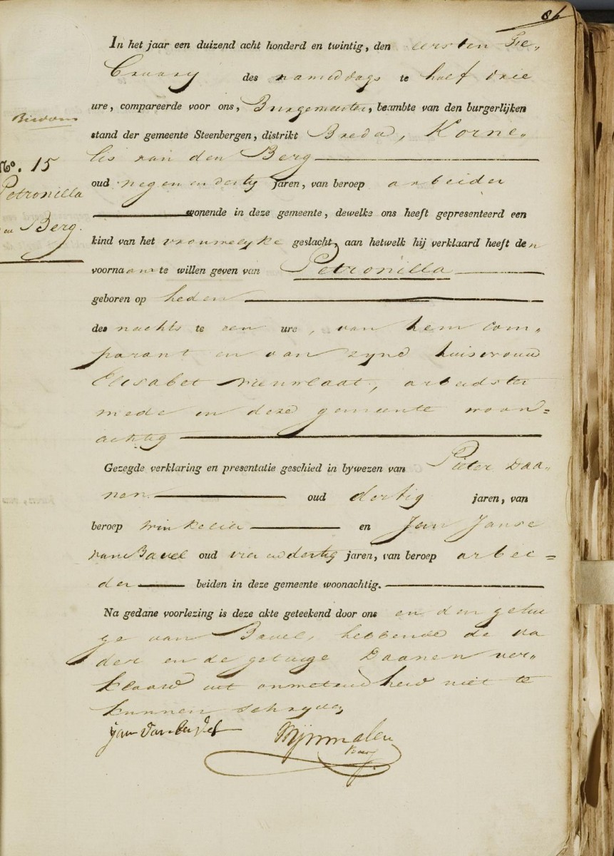 Klik voor foto in apart venster van_den_berg_petronilla_01-02-1820_geboorteakte.jpg
